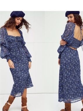 NWT Free people size L Aglow smocked midi dress